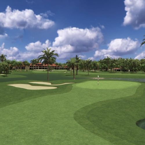 Doral Blue Monster golf course simulation, SKYTRAK Course Play powered by Foresight Sports