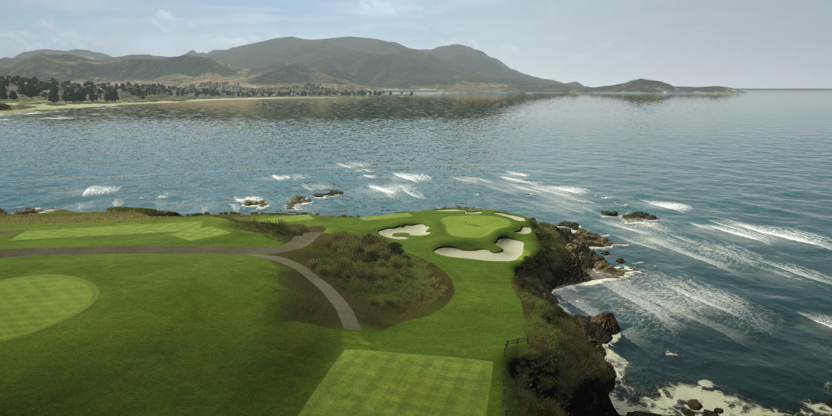 Pebble Beach Golf Links simulation, SKYTRAK Course Play powered by TrackMan
