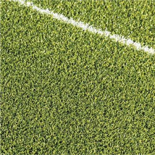 close up of putting turf with a white line running through it