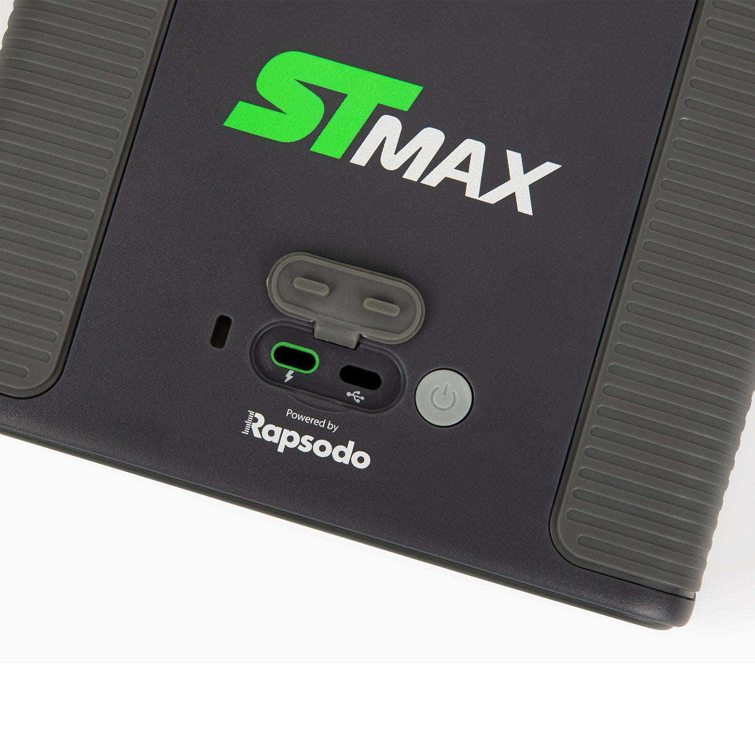 SKYTRAK ST MAX golf launch monitor close up of charging ports