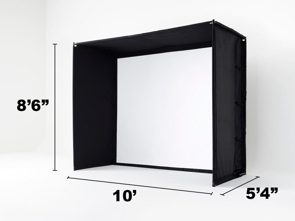 SKYTRAK Studio 10 golf simulator enclosure measurements and specifications for home installation